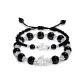 Beaded Bracelet+Rope Bracelet-S999 Fine Silver (Black)