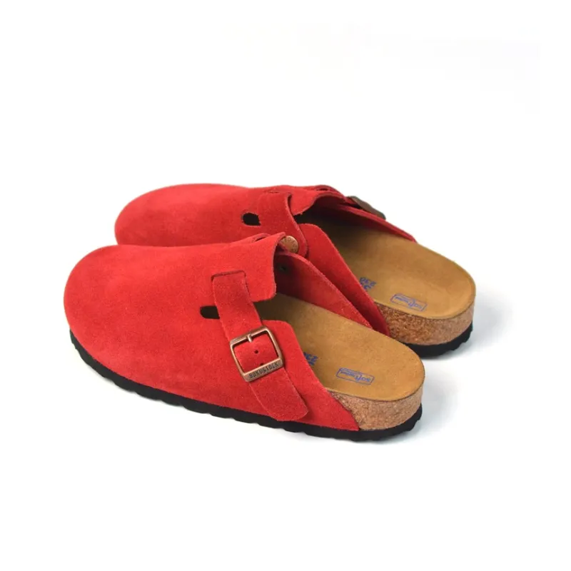 Boku Cork Sole Abrasion Resistant Slip Resistant Closed Toe Slippers Unisex Red-2