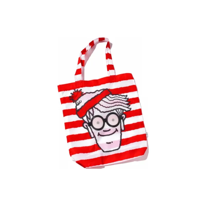 STAYREAL Where Is Willie Collaboration Polyester Tote Bag Shopping Bag Shoulder Bag Handbag Unisex Red & White-1