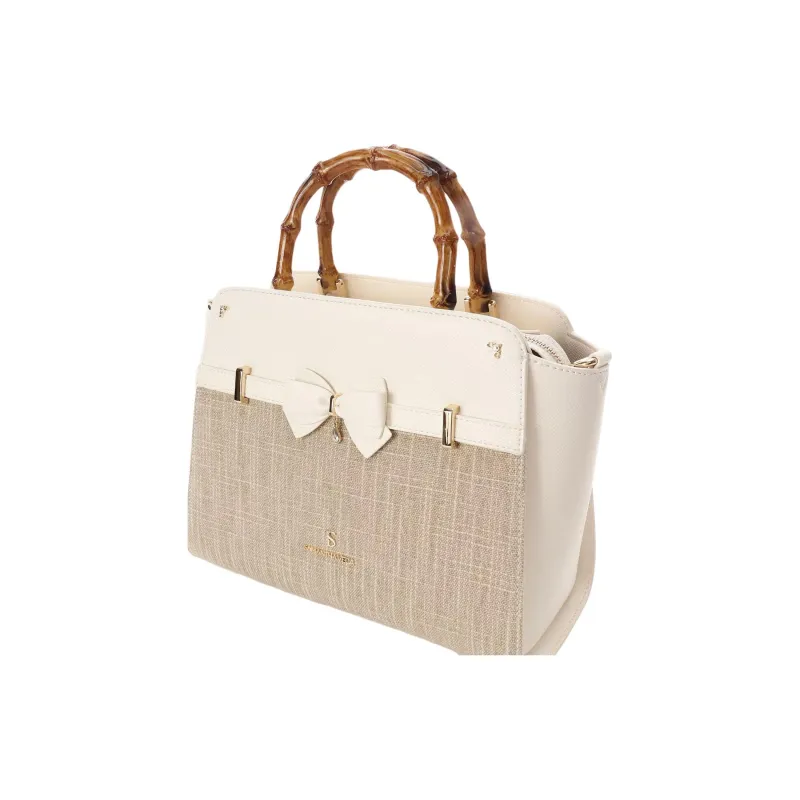 SAMANTHA THAVASA Polypropylene Synthetic Leather Polyester Handbag Women's White-3