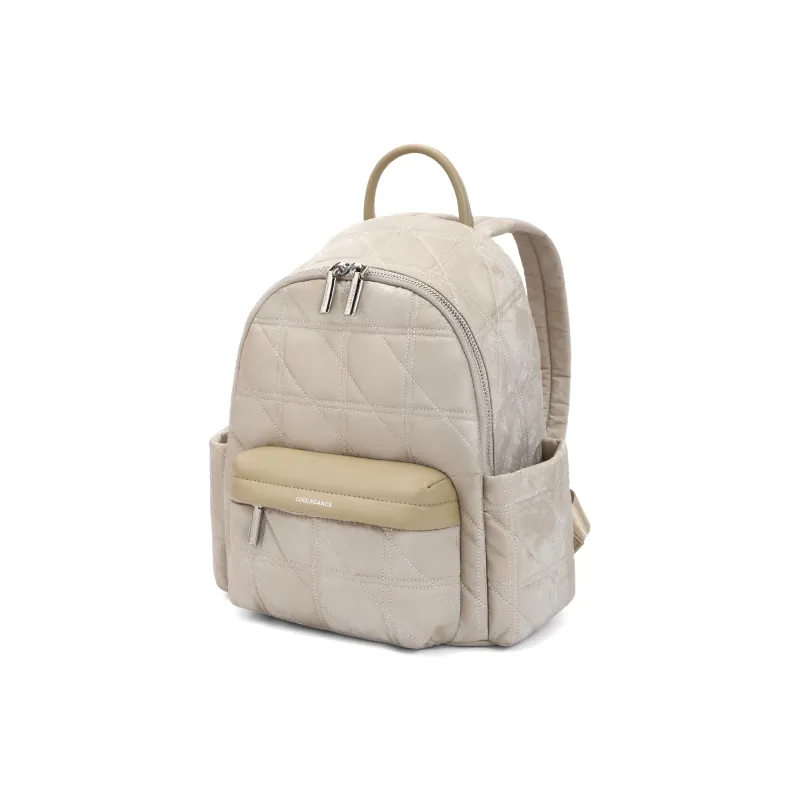 BELLE Premium Texture Backpack Tubas Women's Khaki-1