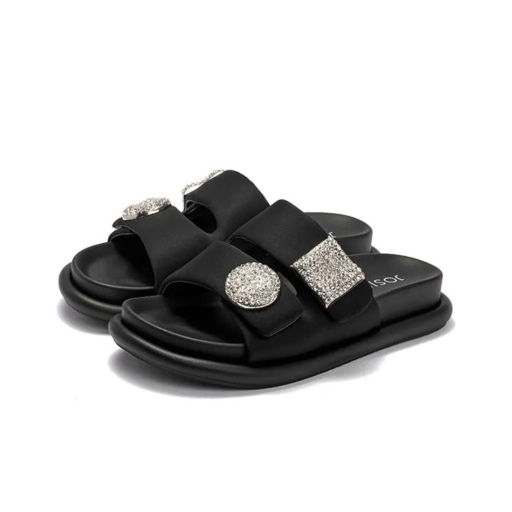 JOSINY Slide Slippers Women's Black, Ecru, Silver-2