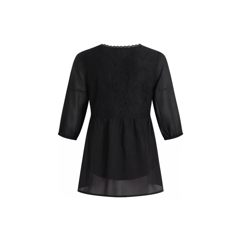 Mapping Chiffon Shirts Women's Black-1