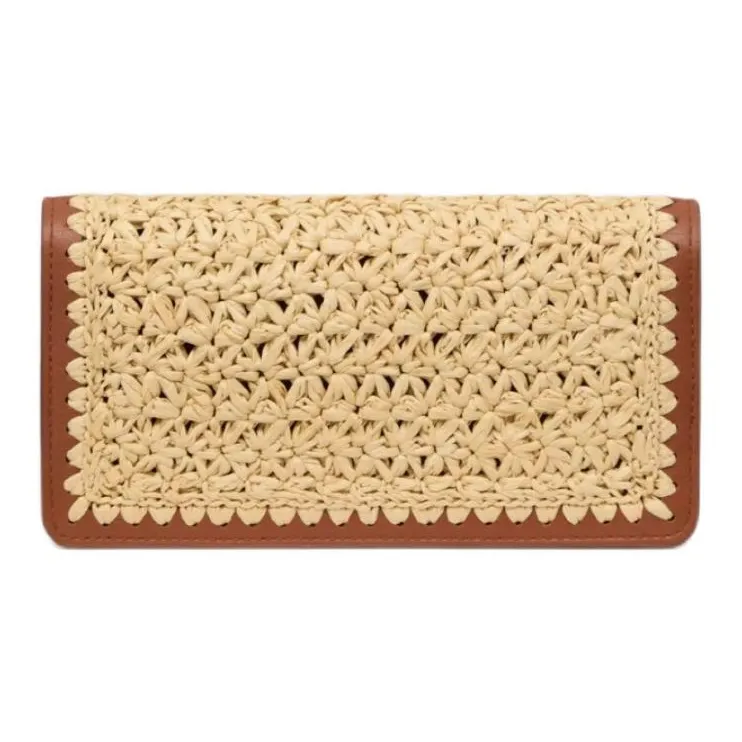 Valentino Raffia With Leather Wallet, Shoulder Bag, Crossbody Bag Women's Natural & Brown-2