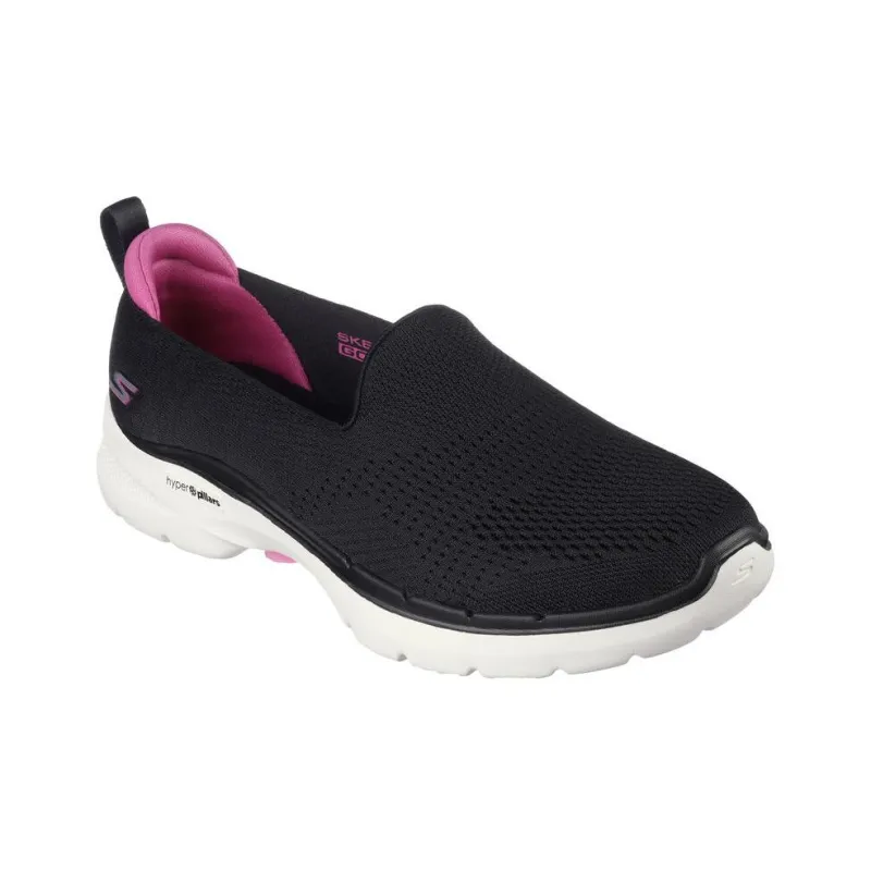 Skechers Go Walk 6 Ocean Splash Breathable Warm Low Top Casual Shoes Women's Black Pink-2