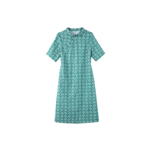 Mapping Short-Sleeved Dresses Women's Blue/Green