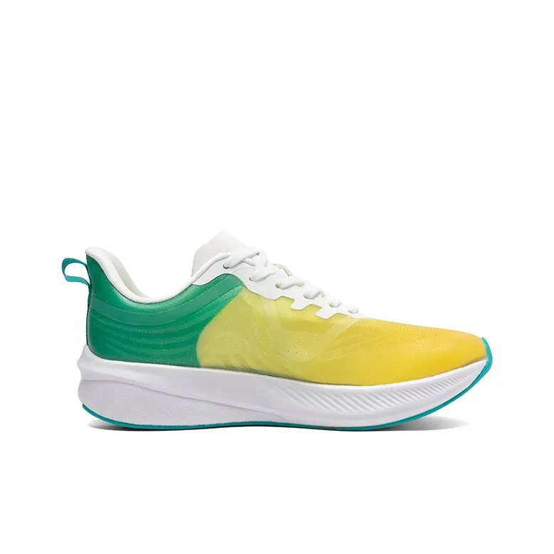 LPMX Body Measurement Anti Slip Cushioning Durable Sprint Racing Carbon Plate Low Top Running Shoes Men's Yellow Green-1