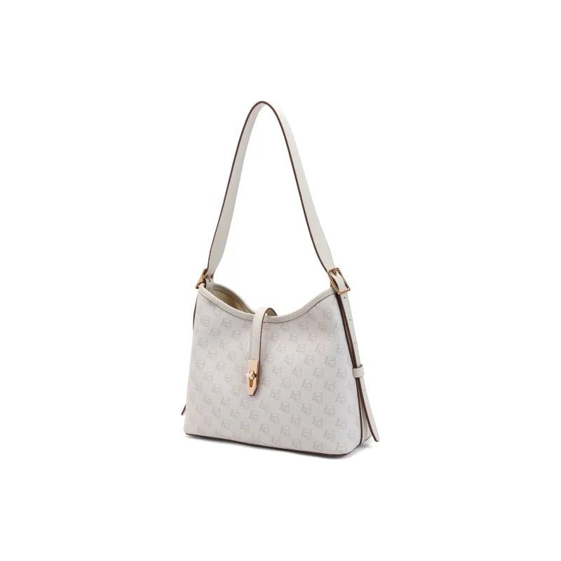 BELLE Premium Texture Shoulder Bag Women's Coffee, Beige-5