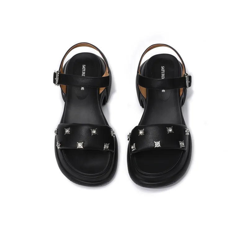 SATURDAY MODE Strap Sandals 7cm Women's Black-3