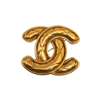 CHANEL 20th Century Plated Cc Quilted Brooch Costume Brooch