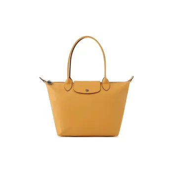 LONGCHAMP Le Pliage Xtra Cow Leather Handbag Medium Size Women's Almond Yellow