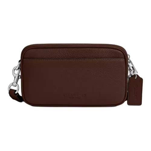 COACH Refined Pebbled Leather With Smooth Calfskin Shoulder Bag Crossbody Bag Small Size Women's Maple Color