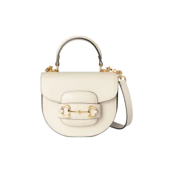 GUCCI Horsebit 1955 Leather & Metal Shoulder Bag, Crossbody Bag, Handbag Mini Women's White