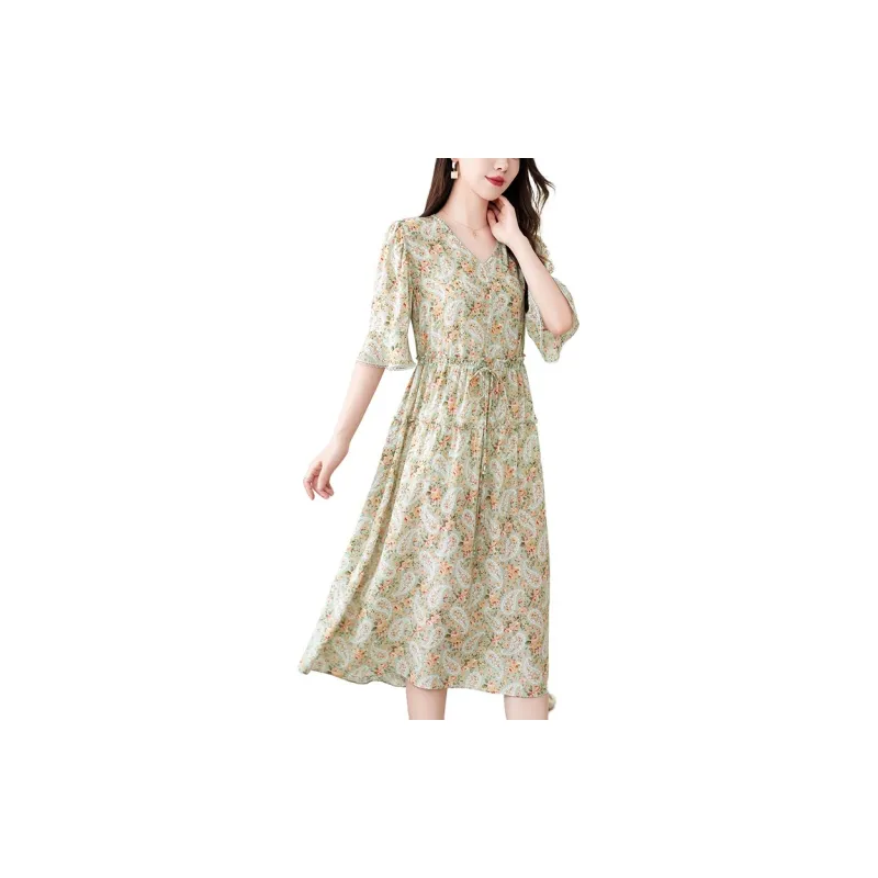 To The West Long Sleeved Dresses Women's Green-1