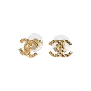 CHANEL Metal Stud Earrings Women's Gold