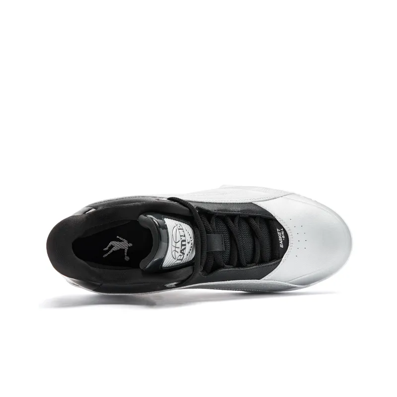QIAODAN Basketball Shoes Men Low Top Silver Black-3