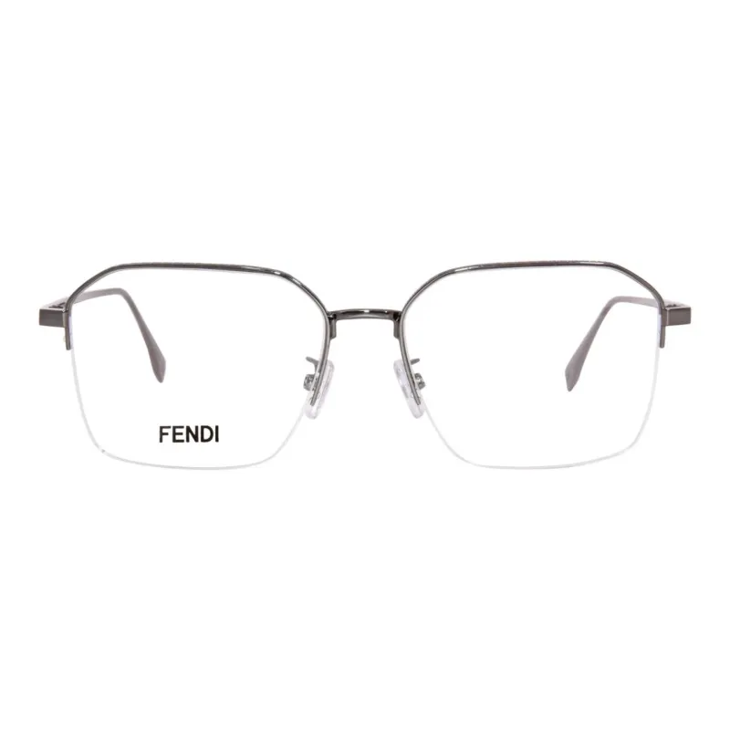 FENDI Metal Irregular Shape Eyeglass Frames Men's Black-1