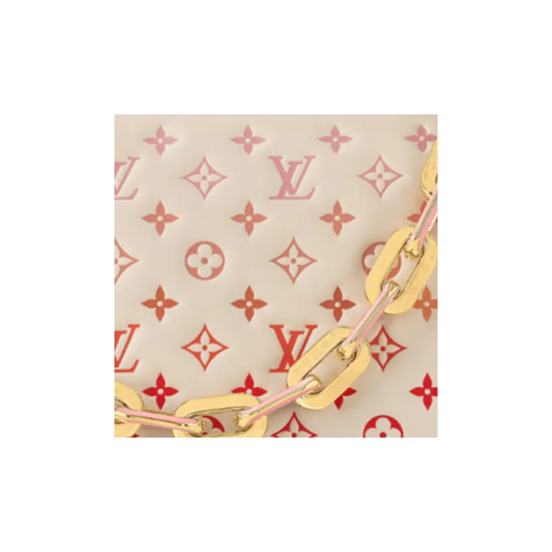 LOUIS VUITTON Coussin Fluffy Lambskin Crossbody Bag, Shoulder Bag Women's Beige & Pink-3