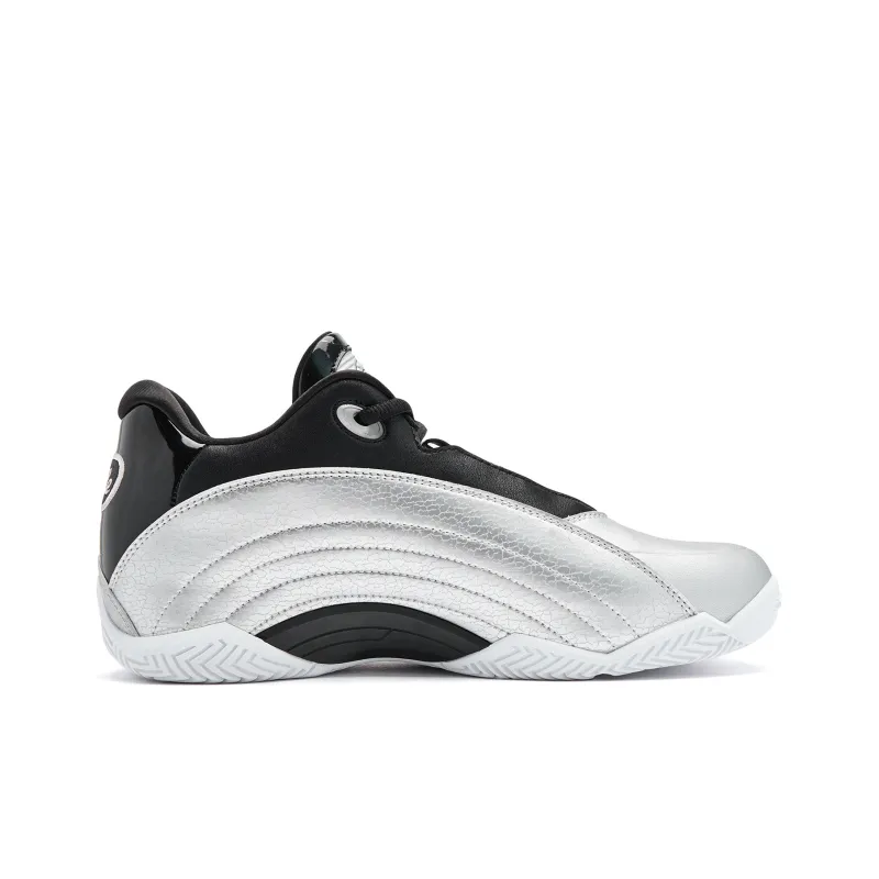 QIAODAN Basketball Shoes Men Low Top Silver Black-1
