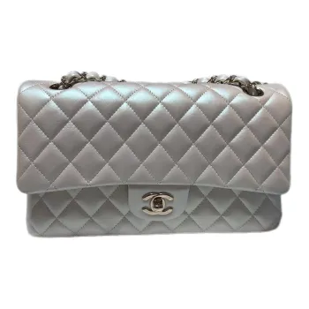 CHANEL Classic Flap CF Iridescent Calfskin Crossbody Bag, Shoulder Bag Medium Size Women's White