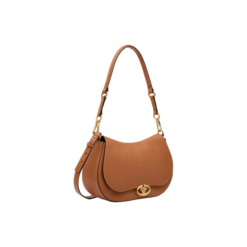 Valentino Napa Calf Leather Handbag, Shoulder Bag Women's Almond Brown-1