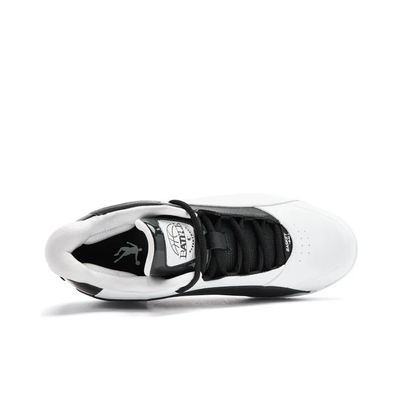 QIAODAN Basketball Shoes Men Low Top Jordan White Black-3