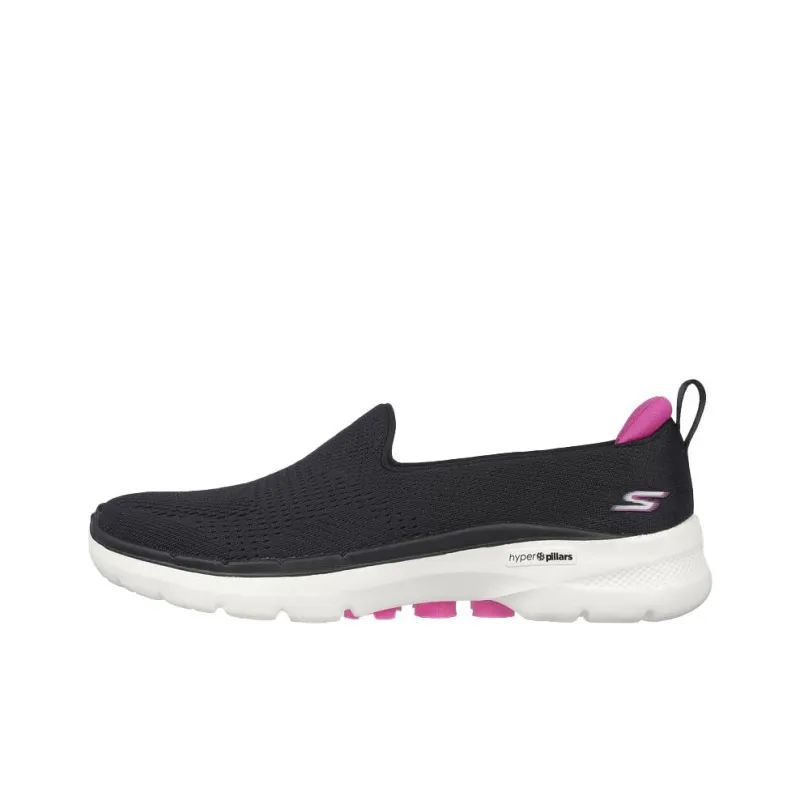 Skechers Go Walk 6 Ocean Splash Breathable Warm Low Top Casual Shoes Women's Black Pink-0