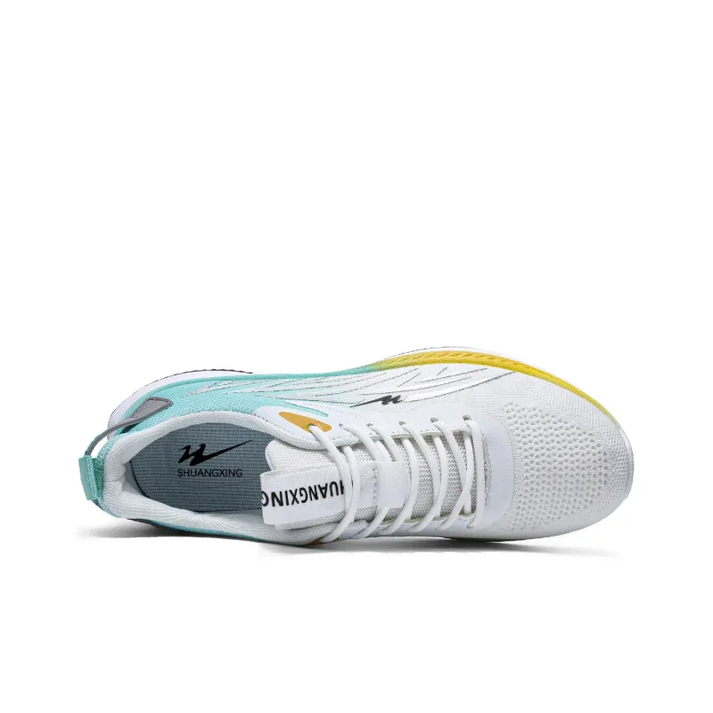 Binary Shock Absorbing, Non Slip, Wear Resistant, Breathable And Lightweight Low Top Running Shoes Men's White Green-4