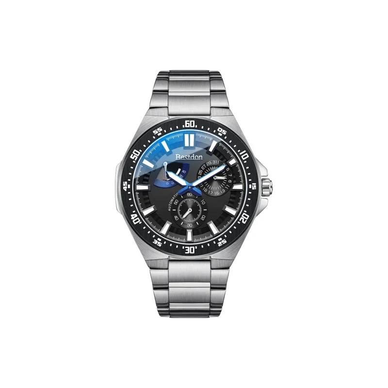 Bestdon Automatic Mechanical Movement Stainless Steel Watchband Men's Watches Blue Dial-4