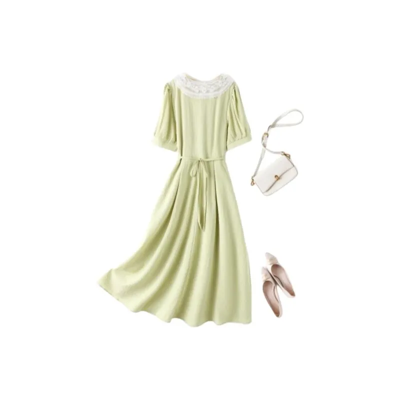 Coonesha Short Sleeved Dresses Women's Green-1