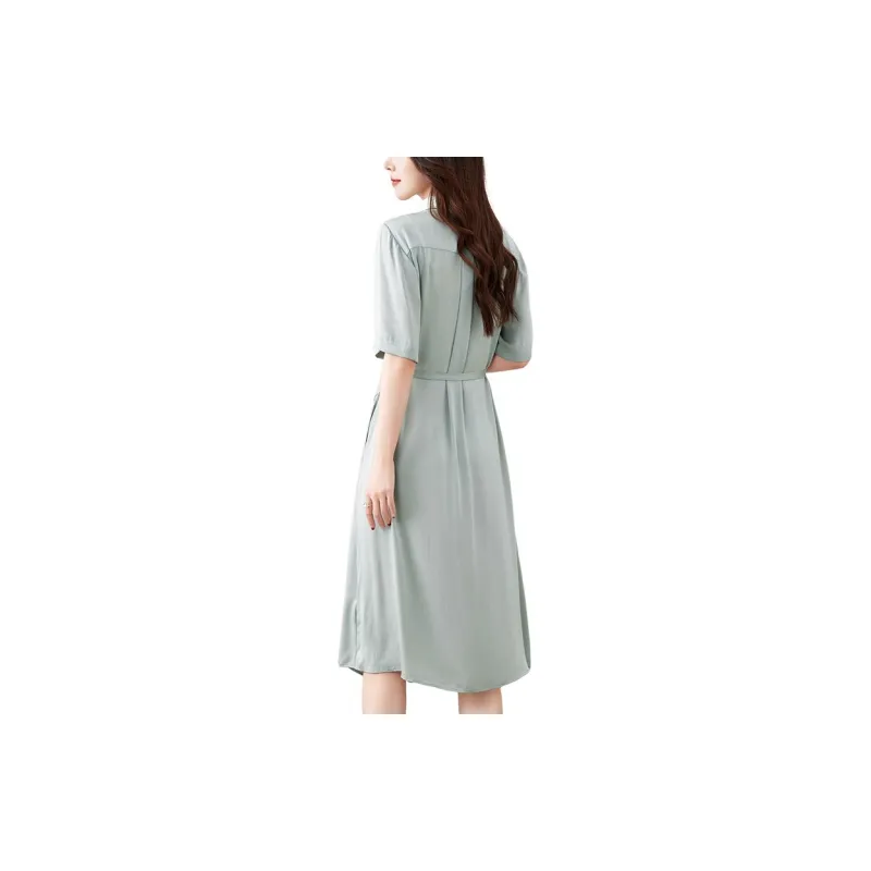To The West Short Sleeved Dresses Women's Haze Blue-1