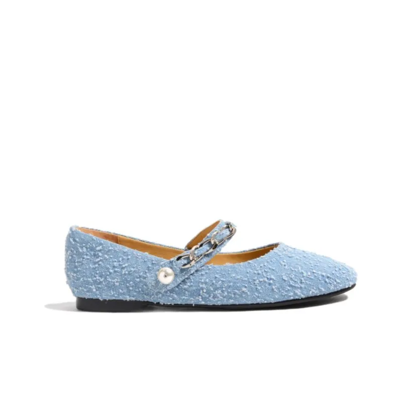 STEVE MADDEN Flat Mary Jane Shoes 1.3cm Women's Denim Blue-1