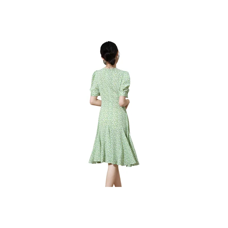 SMEN Short Sleeved Dresses Women's Green-0