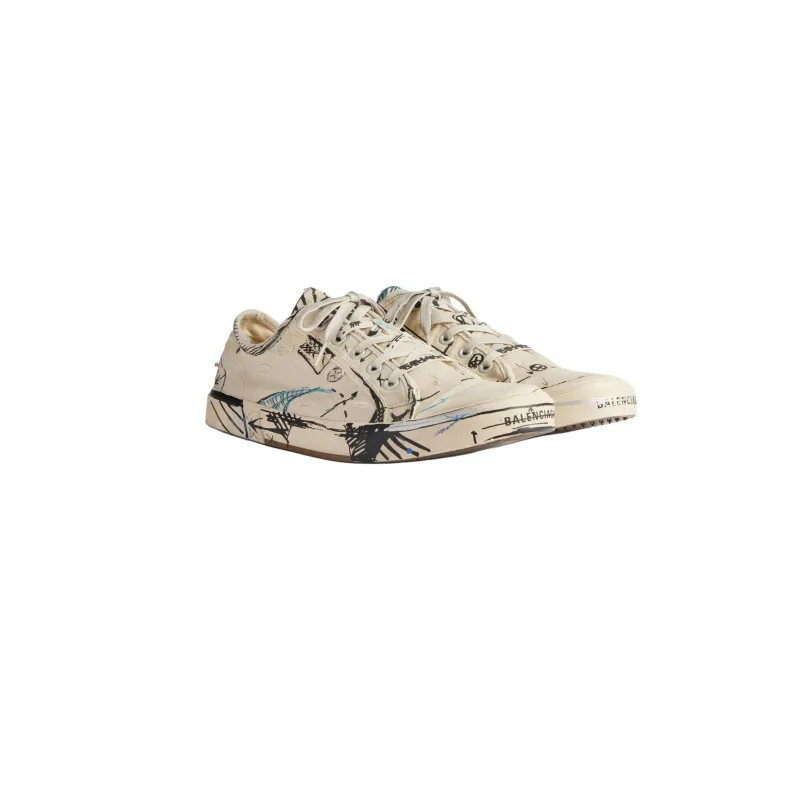 Balenciaga Paris Sketch Low-Top Canvas Shoes Men's Light Beige-2