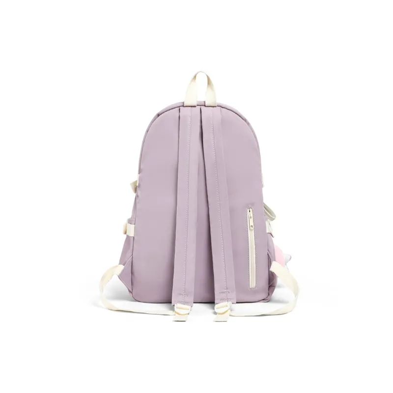 Kevin Cohen Nylon Fabric Backpack Regular Unisex Black/White/Purple-8