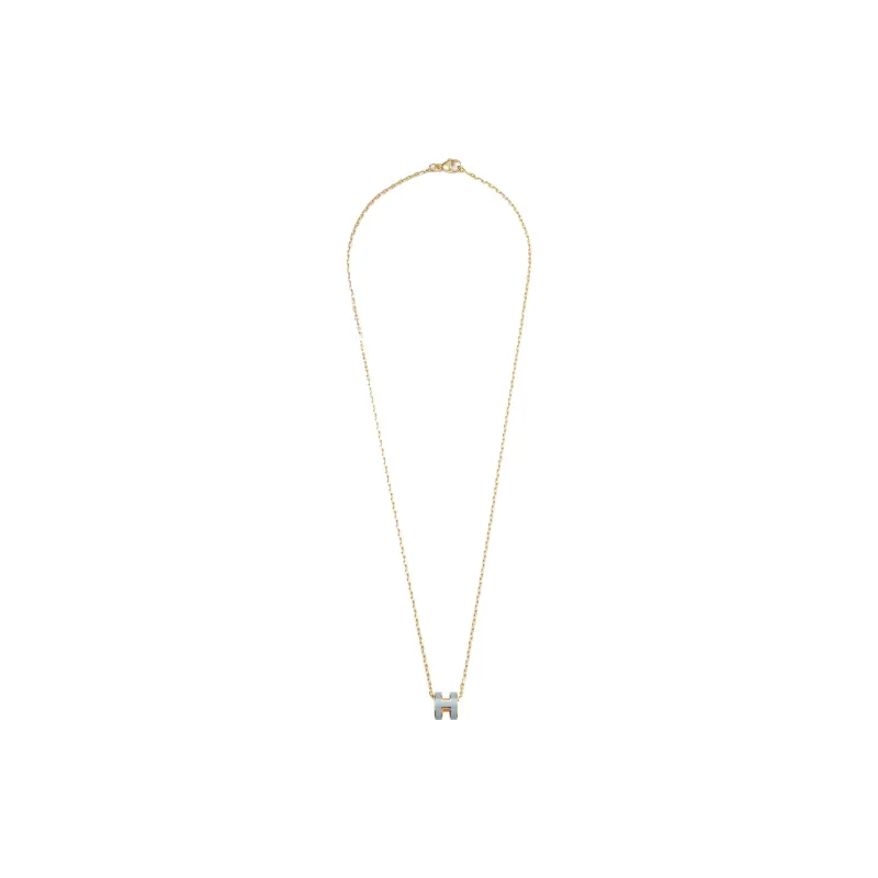 HERMES POP H Collection Gold Plated Metal Necklaces Unisex Purple-3