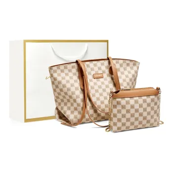 Narandu PVC And Synthetic Leather Tote Bag Shopping Bag Shoulder Bag Shoulder Bag Women's Beige Yellow/Khaki