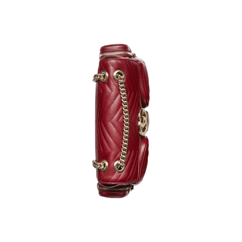 GUCCI GG Marmont Quilted V Shaped Leather Portable Crossbody Bag Shoulder Bag Women's Burgundy-5