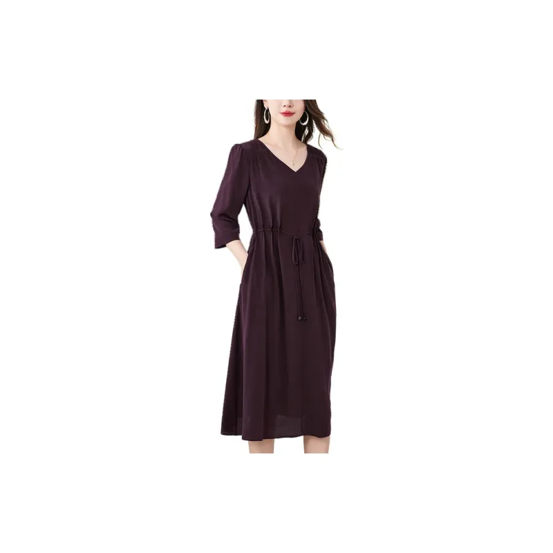 To The West Long Sleeved Dresses Women's Maroon-1
