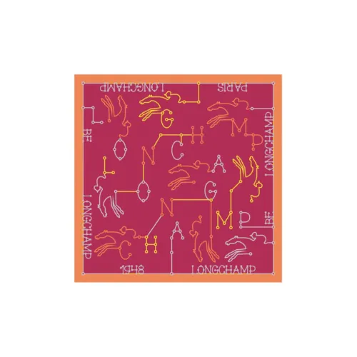 LONGCHAMP Silk Silk Scarves Women's Red