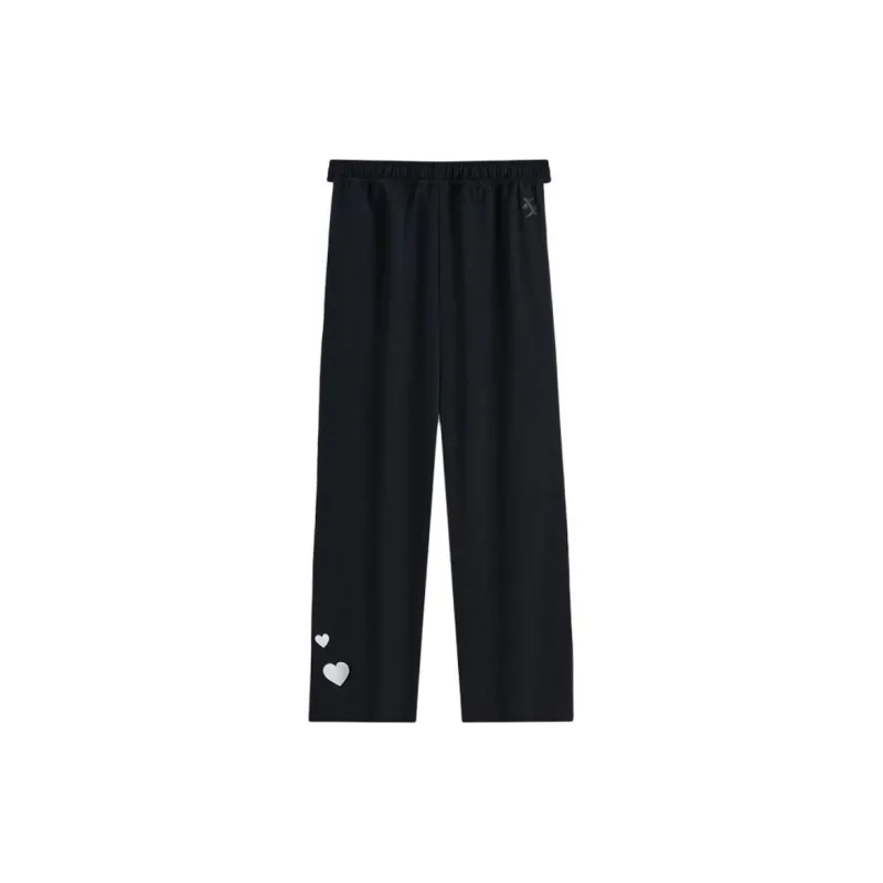 XTEP Casual Pants Women's Jet Black/Pearl White-1