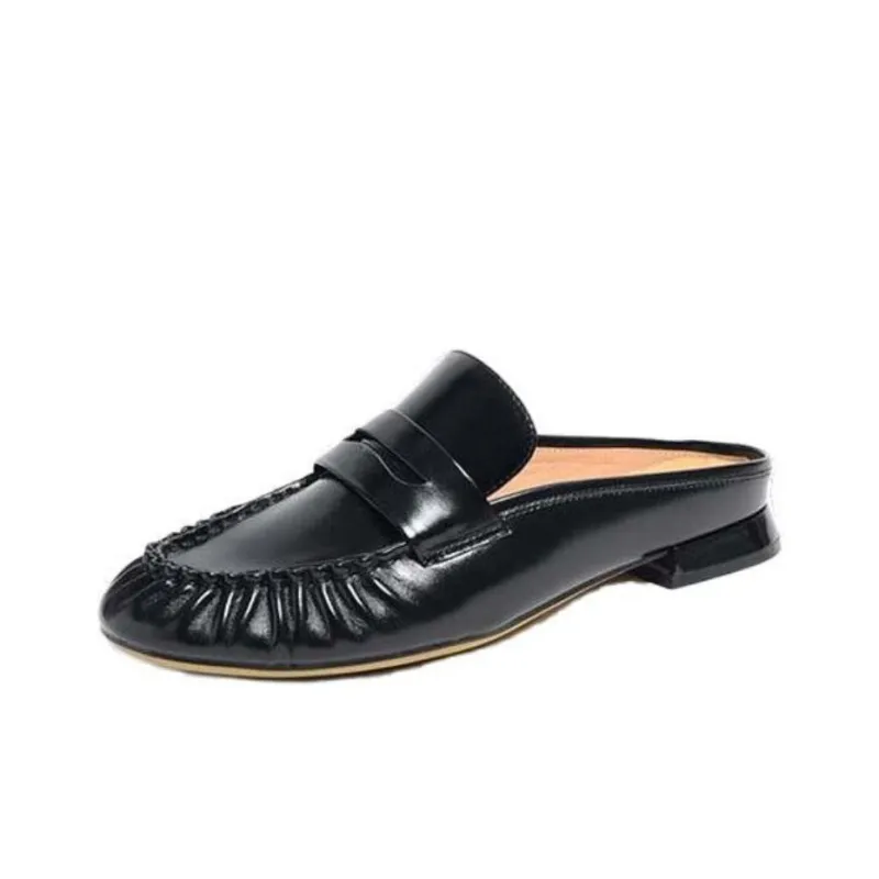 STEVE MADDEN Rubber Sole Abrasion-Resistant Wrap-toe Slippers Women's Black-1