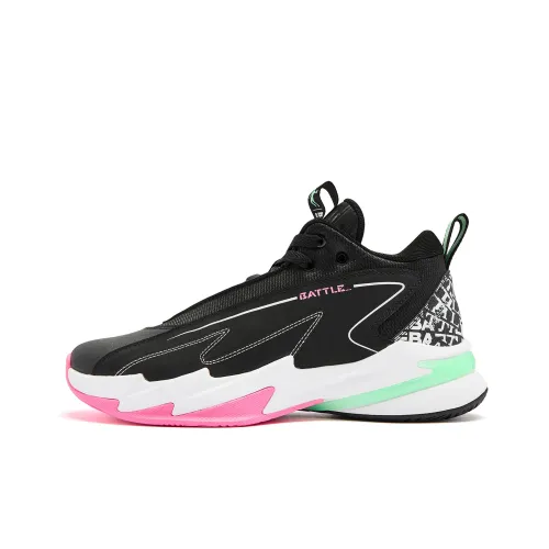 QIAODAN Basketball Shoes Men Low Top Black Aurora Pink