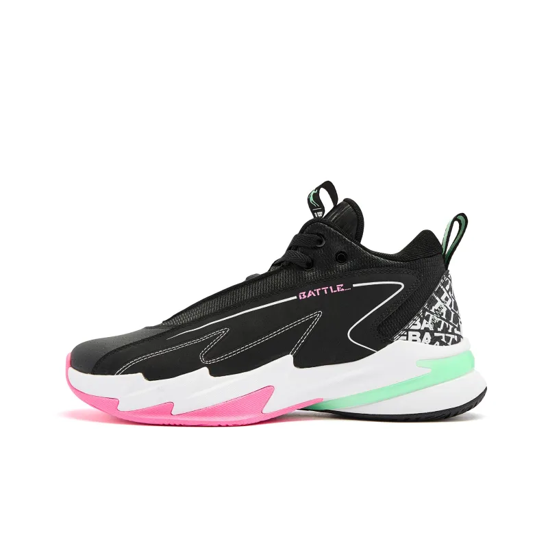 QIAODAN Basketball Shoes Men Low Top Black Aurora Pink-0