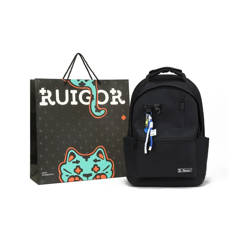 RUIGOR Fabric Backpack Large Size Unisex Black-8