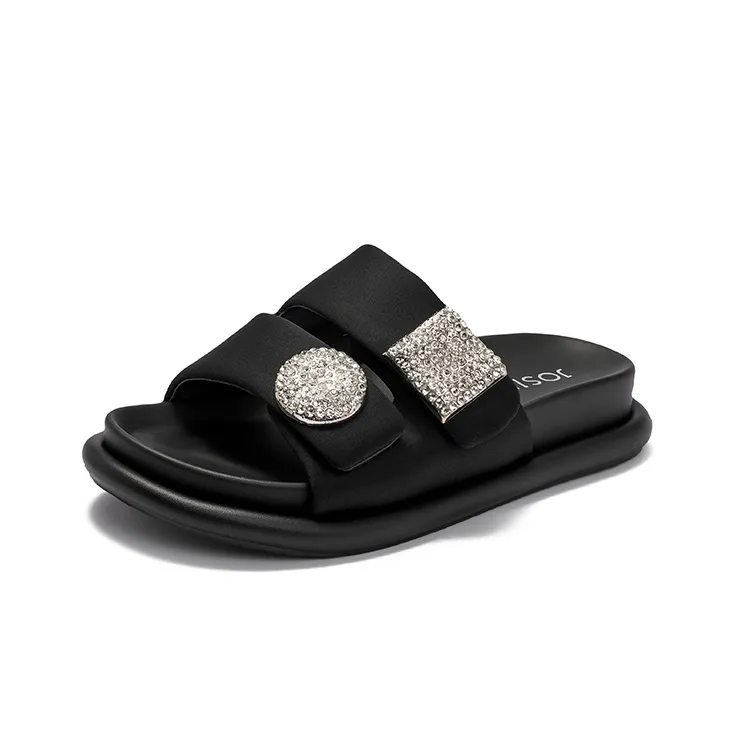 JOSINY Slide Slippers Women's Black, Ecru, Silver-1
