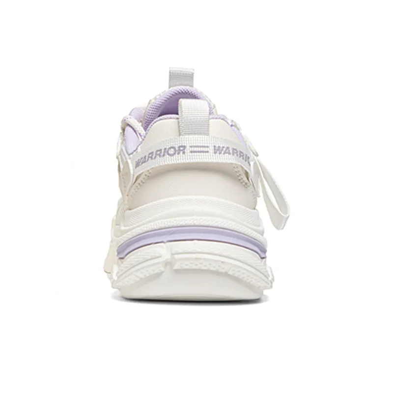 Warrior Wing Series Abrasion Resistant Lightweight Slip Resistant Low Top Chunky Sneakers Women's Beige Purple-3