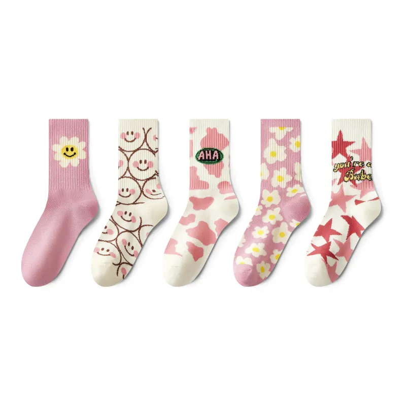 PLAN IN Mid Calf Socks Unisex 5 Pairs Gift Box Set-7