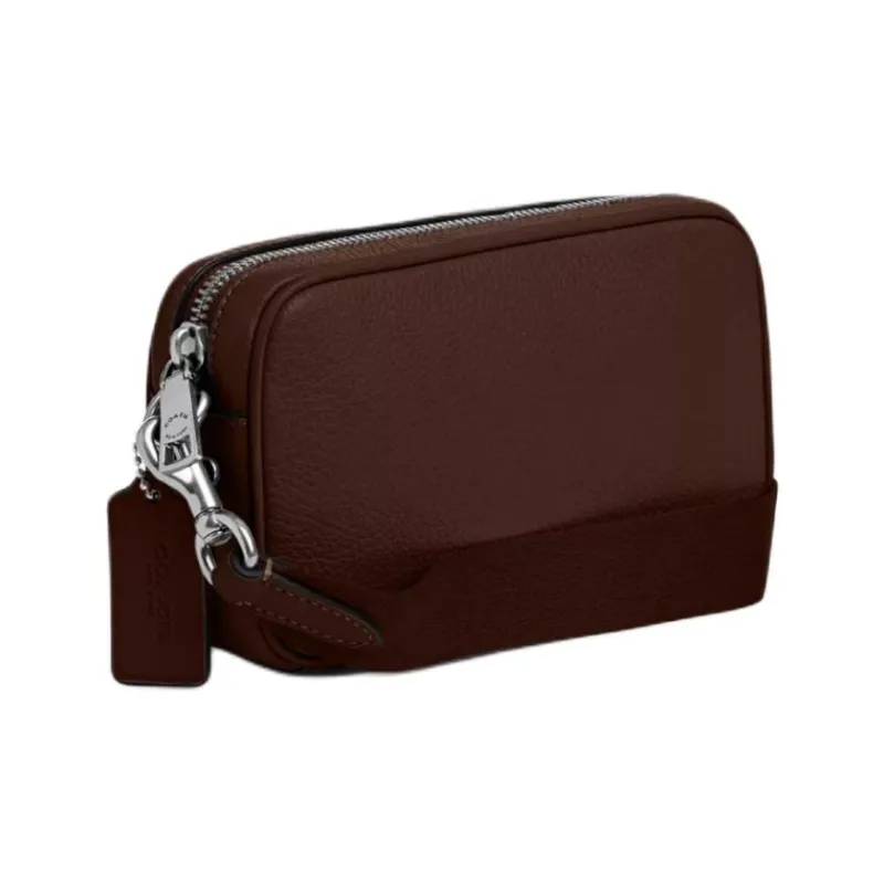 COACH Refined Pebbled Leather With Smooth Calfskin Shoulder Bag Crossbody Bag Small Size Women's Maple Color-1