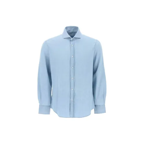 Brunello Cucinelli Shirts Men Blue